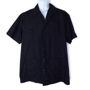 The Havana Co. Men's Guayabera Shirt Black 2424